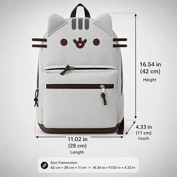 Cartoon Cat Face Gym Backpack with Cat Ears, Padded Straps, Lightweight Durable Design for Students, School/Gym/Travel Sports & Outdoor Use