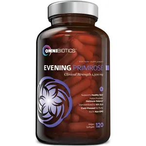 OmniBiotics Organic Evening Primrose Oil 1500mg – High Potency GLA for Hormone Balance, Clear Skin & Menopause Support – Vegan Softgels, Non-GMO – 120 Count