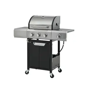 Sturdy Stainless Steel Outdoor Barbecue Grill - 43.3x17.3x44.8 in, Pulse Ignition, Multi-Burner Control, Built-In Thermometer for Home Garden Cooking,summerwins
