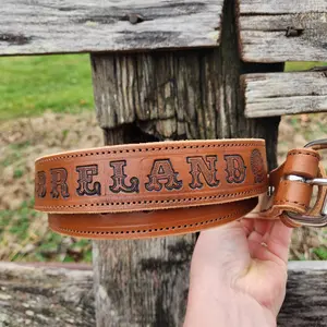 Leather name belts with stamp choice
