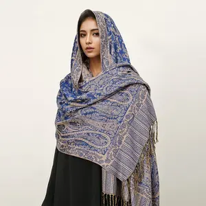 Women's Paisley Instant Hijab, Boho Style Long Scarf for Women, Fashionable Modesty Soft Comfortable Hijab for Muslim Daily WearVintage Shawl Cashew Flower Tassel Hijab (MH101)70*180cm