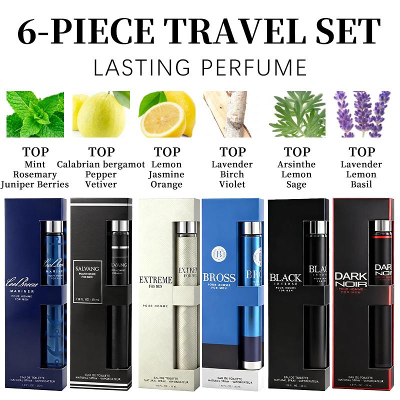 6-Piece Set Men's Eau De Toilette Fragrance，Cologne For Men，Travel Size Perfume，Long-Lasting ，6 Different Scents，Perfect For Dating, Daily Life, Parties, Gift Giving，1.18 fl oz/35 ml Each Bottle