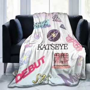 Katseye Kpop Anime Print Blanket Ultra Soft Plush Flannel Cozy Lightweight Portable Bedroom Couch Sofa Throw Cover Decor Decorative Throw Perfect Birthday Gift Christmas Gift for Kpop Fans Adults Teens Girls Women Dream Academy Style