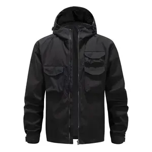 Men’s Autumn/Winter Outdoor Functional Multi-Pocket Hooded Jacket — Windproof, Waterproof, Wear-Resistant Workwear Style Commuter Mountaineering Tactical Softshell