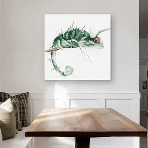 Begin Home Decor C1MP3232P6G82K 32 x 32 in. Chameleon on the Lookout Wall Art - Reptile Livingroom Metal Print