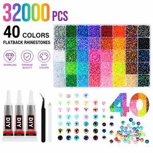 32000Pcs Jelly Rhinestones for Bedazzling, 3mmMulticolor Resin Flatback Gems for Diamond Art,Bedazzler Kit with Gifted Tools Jewelry for CraftingBook Shoes Nail Art