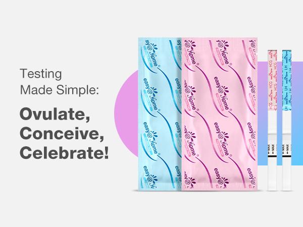Easy@Home LH+hCG Combo Kit, Ovulation & Pregnancy Test Strips, Supports Premom Ovulation Tracker App, Fertility Tests for Women