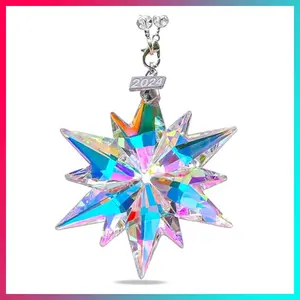 2024 Annual Christmas Ornaments Crystal Snowflake Star, Sparkly Crystal Ornaments for Christmas Tree, Beautiful Christmas Ornaments for Women Girls