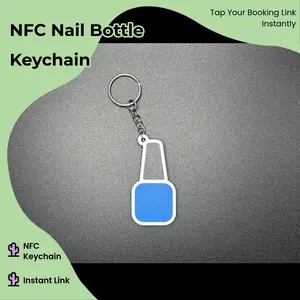Blue Nail Bottle NFC Keychain