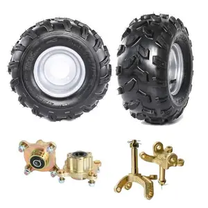 18x9.50-8 18x9.5-8 ATV Tires with Rims & 4 Sutd Front Wheel Rim Hubs & Front Steering Knuckle Spindles for Go Kart UTV ATV 4 Wheelers Golf Cart Lawn Mower Garden Tractor Buggy Quad Moped Dune Tricycle