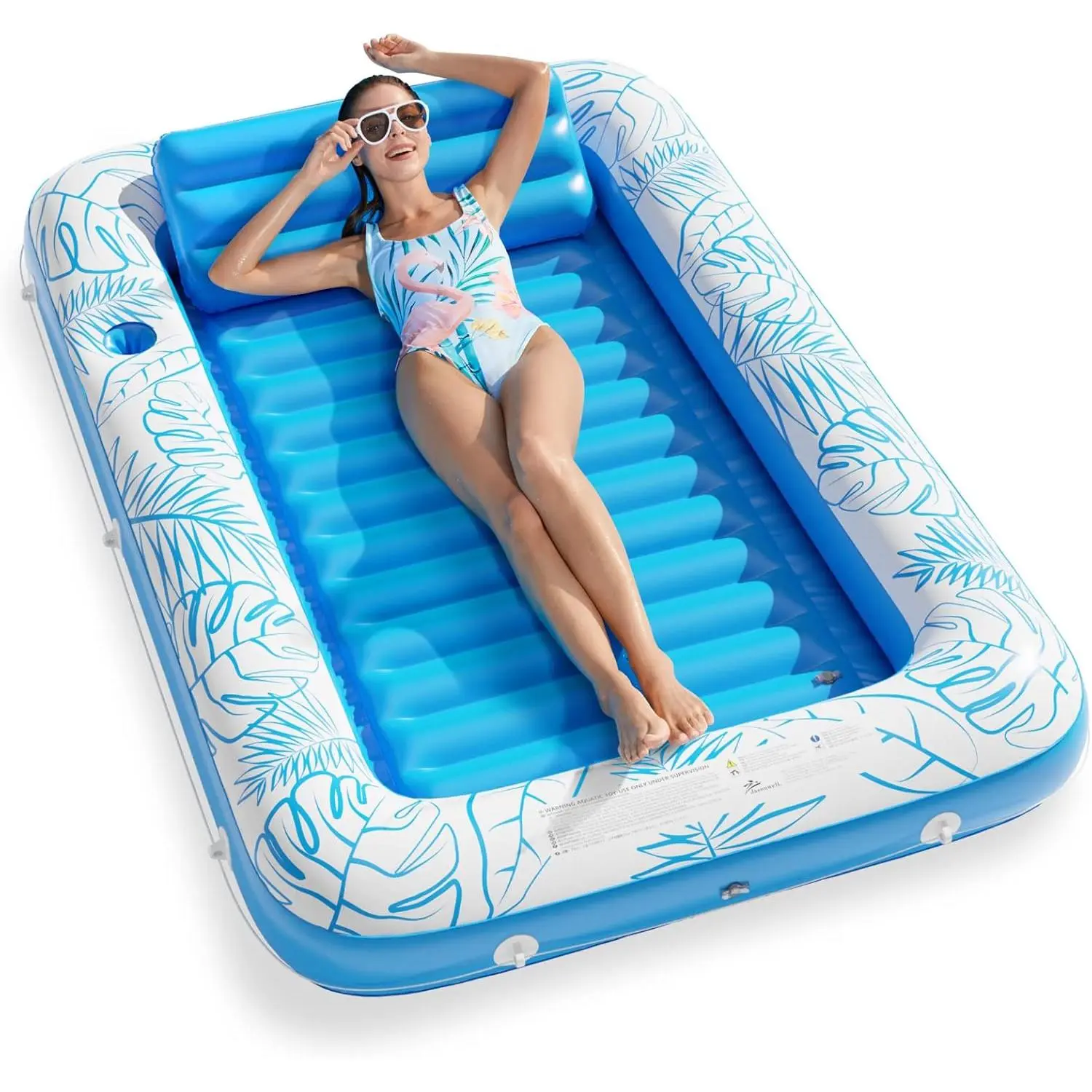 4 in 1 Inflatable Tanning Pool Lounger Float, Water Filled Sun Tan Tub Sunbathing Lounge Raft, Blow Up Tanning Bed Mat for Adults Kids Ball Pit Kiddie Pool splash pad inflatable pool float lounger