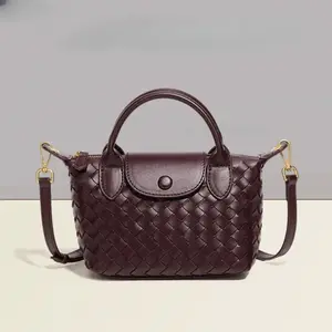 2026 New Women's Woven Dumpling Shoulder Bag, Fashion PU Leather Commuter Crossbody Bag