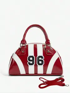 Fashion comparison design women's handbag, personalized street style sweet and cool bowling bag retro classic Color Blocked Bag, suitable for commuting, shopping, dating, parties, going out, taking photos and other occasions