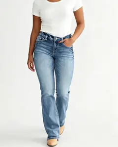 Women's Mid-Rise Stretchy Bootcut Jeans, Casual Fashion Cowgirl Western Outfit for 2026