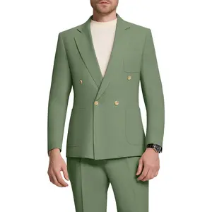 Men's Suits Knit Suit Jacket Pant 2 Piece Slim Fit Suit Double Breasted Casual Suits One Button Wedding Prom Tuxedos