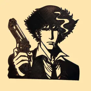 Space Bounty Hunter Anime Reusable Plastic Stencil - Retro Sci-Fi Silhouette Wall Art Craft Template, DIY Airbrush Painting Home Decor, Fandom-Inspired Otaku Gift, Drawing Graphic Sign Board Collectible