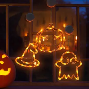 3pcs Halloween Window Decorations Battery Operated Window Lights with Suction Cup Slow Fade Timer Function Halloween Indoor Lights for Windows Ornaments