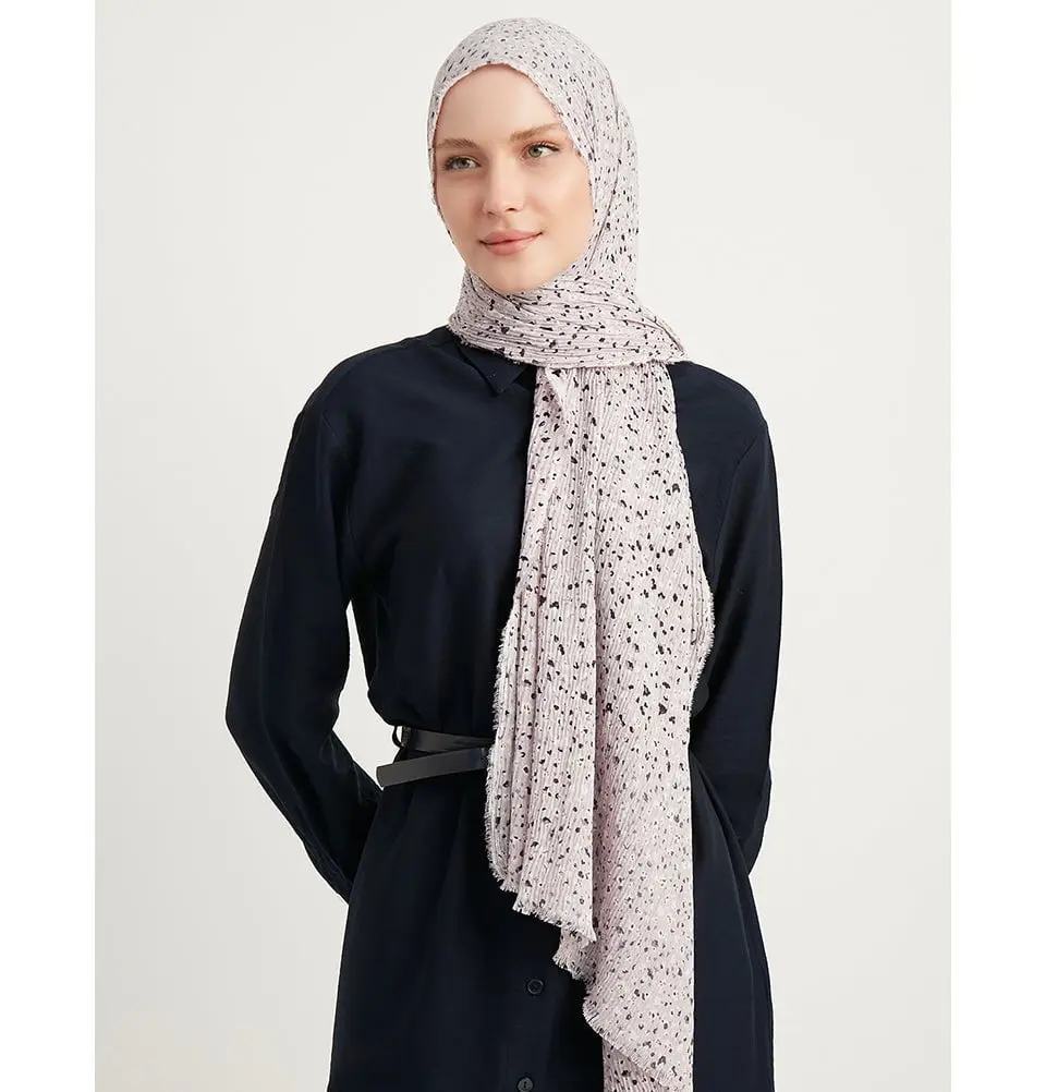 Ditsy Floral Crinkle Cotton Hijab Shawl - Lilac