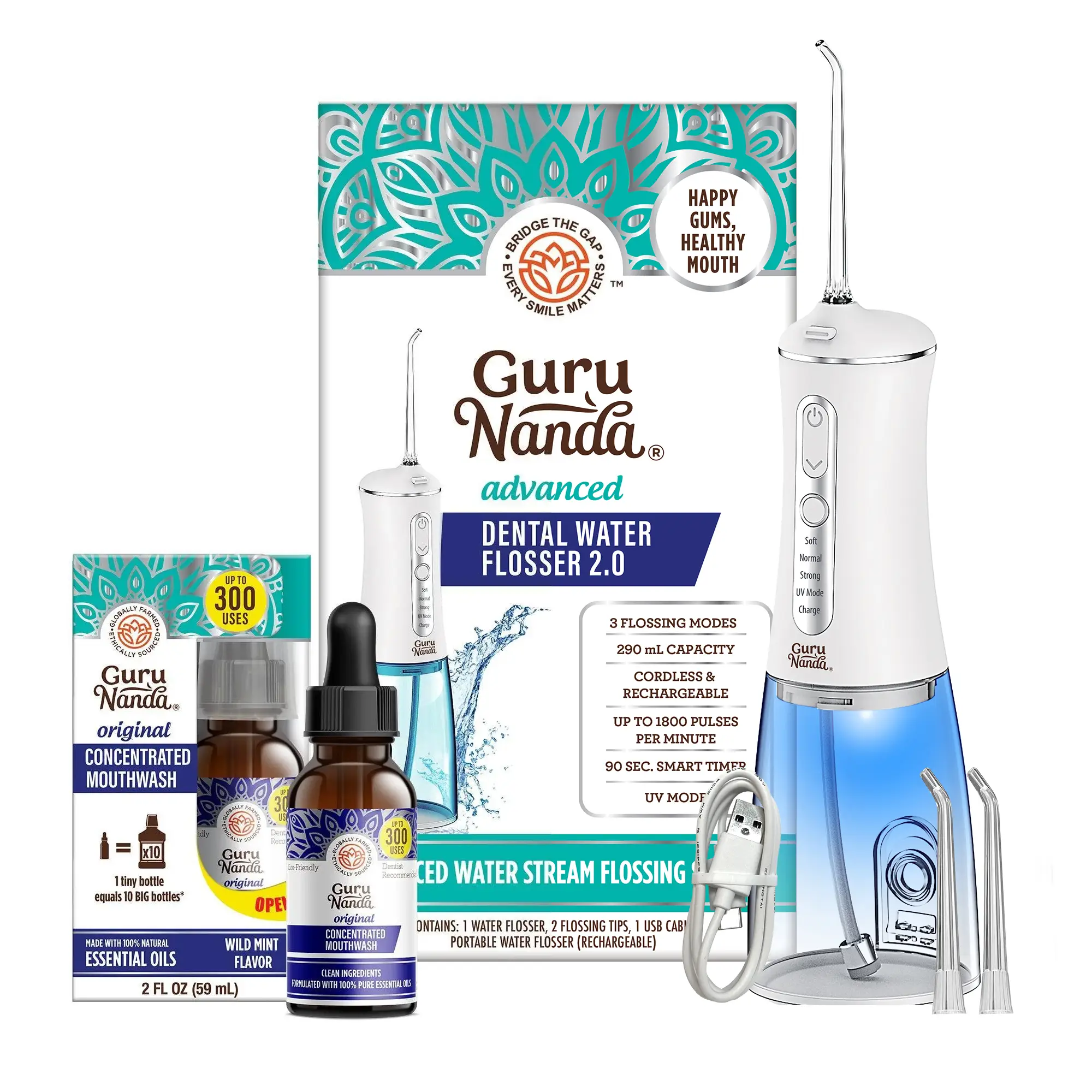 GuruNanda Advanced Dental Water Flosser + Mouthwash