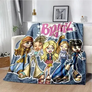 B-Bratz Baby Girls Cute Cartoon Blanket, Fashion Bedroom Lightweight Flannel Throw Blanket – Soft Cozy Car Print Blankets for Couch, Bed, Kids, Adults, Dogs & Cats, Decor Birthday Gift, Girls Teens Women Kids Kawaii Y2K Style