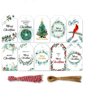 One stop solution for Christmas packaging: 50 sets of exquisite gift label sets (including hemp rope) for efficient decoration of holiday gifts. Suitable for family parties and corporate gifts. Holiday gift packaging