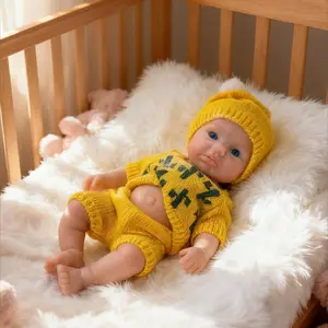 High-Quality 13-Inch Full-Body Soft Silicone Doll, Cute Realistic Design, Open-Mouth Style, Waterproof, Perfect for Collectors, Sleeping Doll
