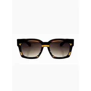 OTRA Alba Dark Tortoiseshell Sunglasses - Oversized Squared Frame, Gradient Brown Lenses, 100% UV Protection, Vegan Pouch Included