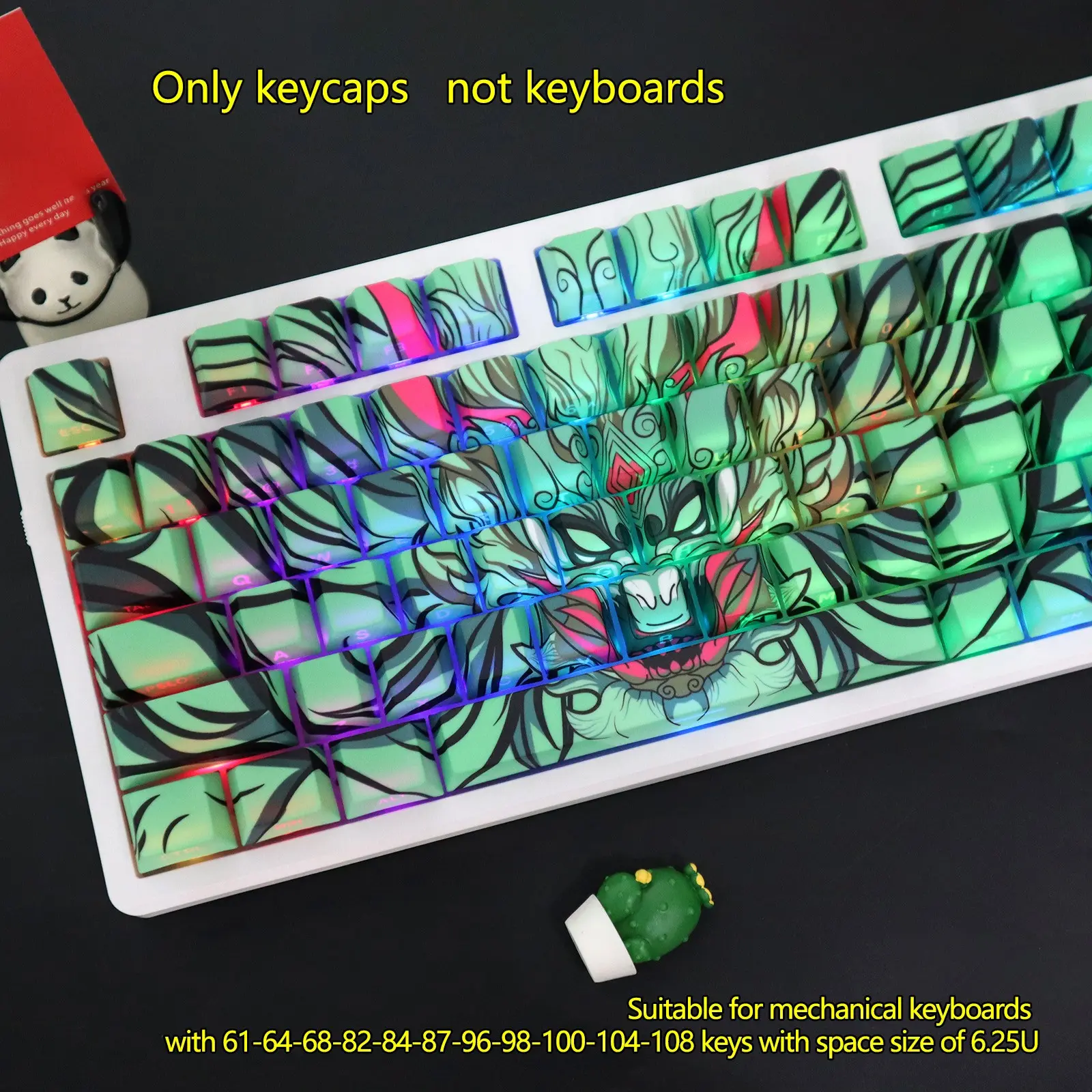 Keyboard Keycap Dragon Side Engraving Translucent Keyboard Keycaps, Side Engraved Keycap, Cherry Height Pbt Material, Thermal Sublimation Technology, Adapted to 6.25u Space