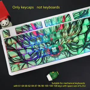 Keyboard Keycap Dragon Side Engraving Translucent Keyboard Keycaps, Cherry Height Pbt Material, Thermal Sublimation Technology, Adapted to 6.25u Space