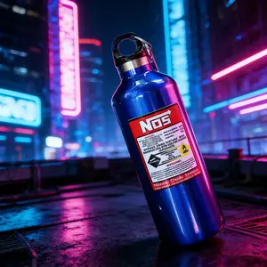 NOS 500ml Universal Insulated Water Bottle Blue NOS Nitrogen Gas Cylinder Insulated Pot Leak Proof Stainless Steel Travel Flask Tumbler Mug Portable Drinkware Bottled