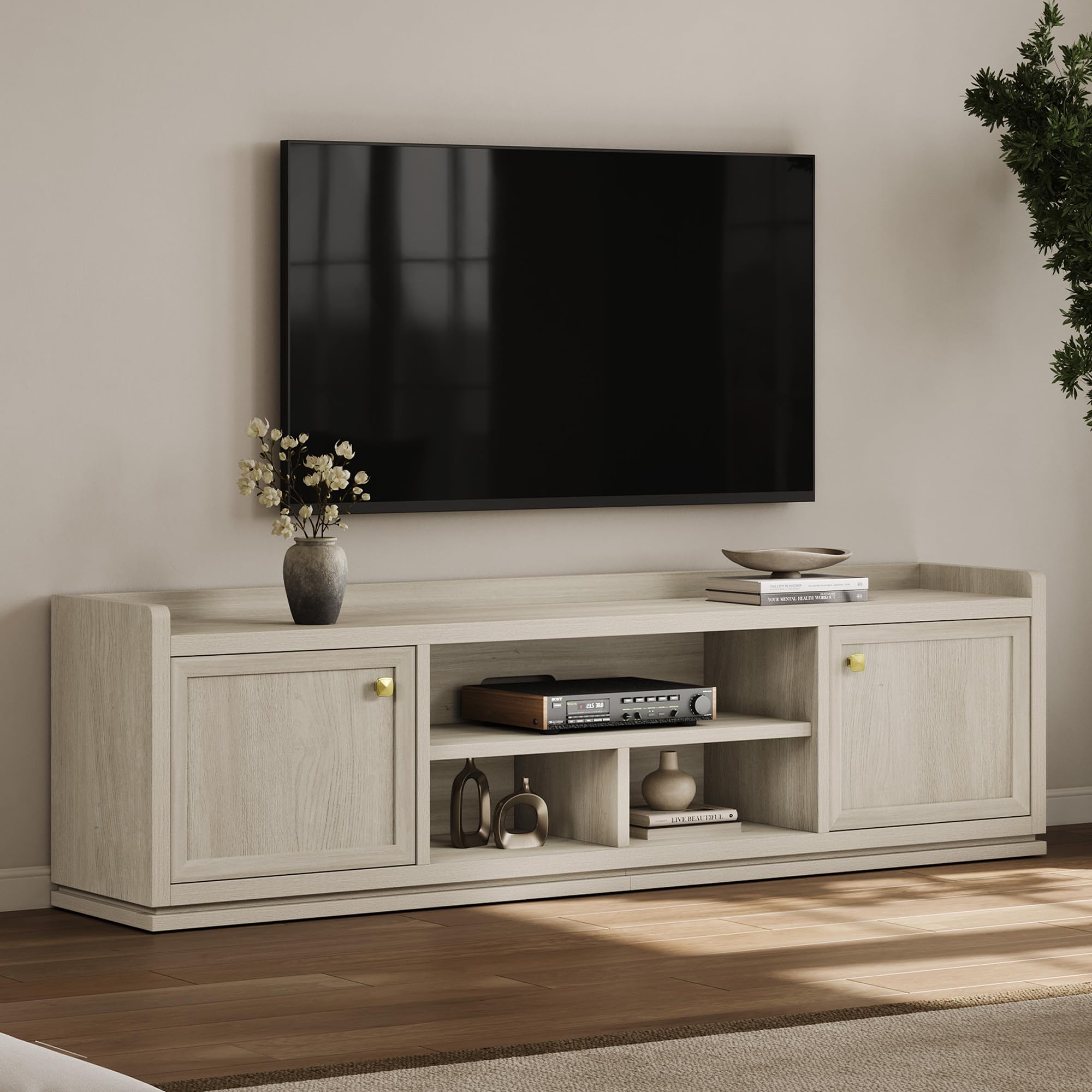 SICOTAS TV Stand Entertainment Center - 67" TV Console for Living Room Modern TV Stand for Bedroom, Media Console with Shelf and Cabinet, Entertainment Stand for TVs up to 65 75 Inch