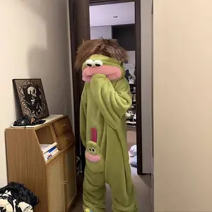 Big Mouth Monster Wearable Blanket Costume, Coral Color Fish Mouth Monster Onesie, Unisex Fall Winter Thick Warm Abstract Cute Coat, Comfortable Home Wear