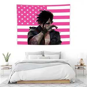 Anime Bad Boy Tapestry, Us Flag Wall Art, Casual Knit Style, Home Decor, Perfect for Living Room, Bedroom, Office