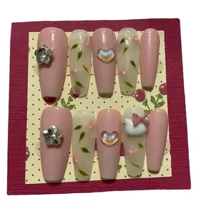 Beautiful, Hand Crafted & Designed Size Large Press On Nails Set #28