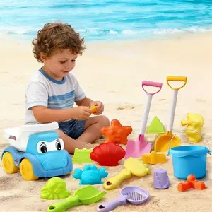 17pcs/20pcs Kids' Beach Toy Set, Beach Car, Sand Digging Toy, Beach Bucket, Shovel, Beach Sand Play Tool, Summer Beach Gifts for Kids, Outdoor Day at the Beach, Beach Fun, Random Colors and Style