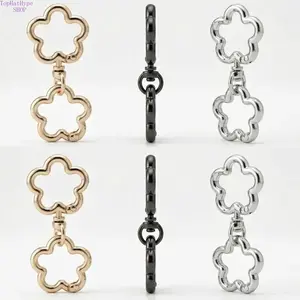 Multifunctional Flower Shape 360° Rotating Spring Hook, Alloy Lobster Clasp, Dual Opening Spring Clip, Bag Strap Accessory, Unisex Trendy Hooks (three Colors)