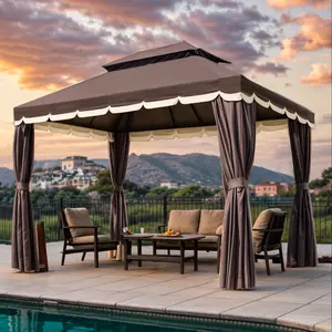 Gaptainer 10x13 Outdoor Gazebo,Gazebo Canopy Tent with Mosquito Netting & Curtains,Party Tent Shelter with Waterproof Sunshade Double Vented Roof for Garden,Deck,Backyard,Lawn