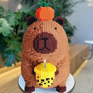 3856 Piece Persimmon Milk Tea Capybara Set, Building Block Sets, Bear Building Blocks, Creative Decorative Toy, Perfect Gift for Birthday Halloween Valentine's Day Christmas