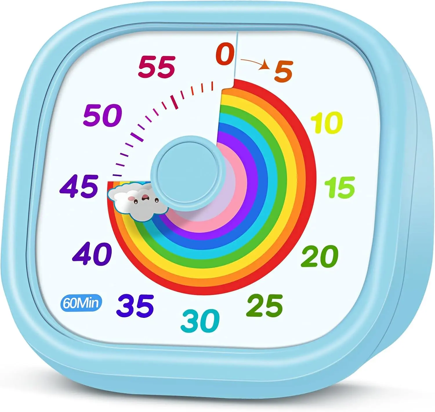 Visual Timer for Kids - 60 Minute Pomodoro Timers for Classroom Kitchen Office, Countdown Kids Timer Clock with Rainbow Disk, Desk Time Management Tool for Toddler with Silent Operation, Blue