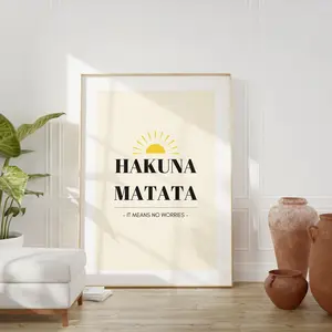 Room Decor, Modern Minimalist Wall Art, Hakuna Matata Motivational Print, Living Room Poster, Printable Wall Art Photo Decoration