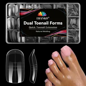 300 Pcs Toe Dual Nail Forms for Poly Extension Gel, EBANKU Toenail Dual Forms Reusable Full Cover Molds for French Tip Acrylic Toenails Pedicure for Salon & DIY at Home 15 Sizes