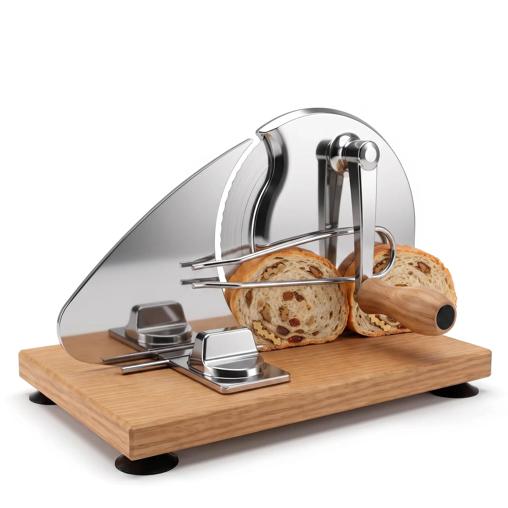 Manual Bread Slicer for Sourdough and Homemade Bread, Adjustable Hand Crank Bread Slicer with Stainless Steel Blade, Suction Base Bread Cutter Machine for Even Slices, Kitchen Bread Slicing Tool