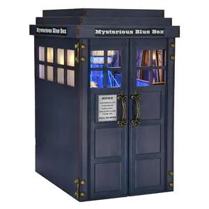 Assemble Yourself: 3D Puzzle DIY Kit - LED Blue Police Box Book Nook, Sturdy Natural Wood, Solid Wooden Slats, Perfect Gift for Book Lovers & DIY Enthusiasts