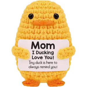Positive Crochet Duck Gift for Mom Cute Emotional Support Duck for Mother's Day Birthday and Christmas Heartfelt Gift from Daughter or Son Handmade