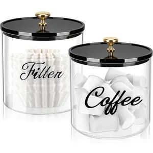 2PC Coffee Pod Holder with Black Lid, KCup Holder Kcup Organizer,Storage Box Coffee Filter Holder for Counter,Coffee Creamer Container Compatible Capsule
