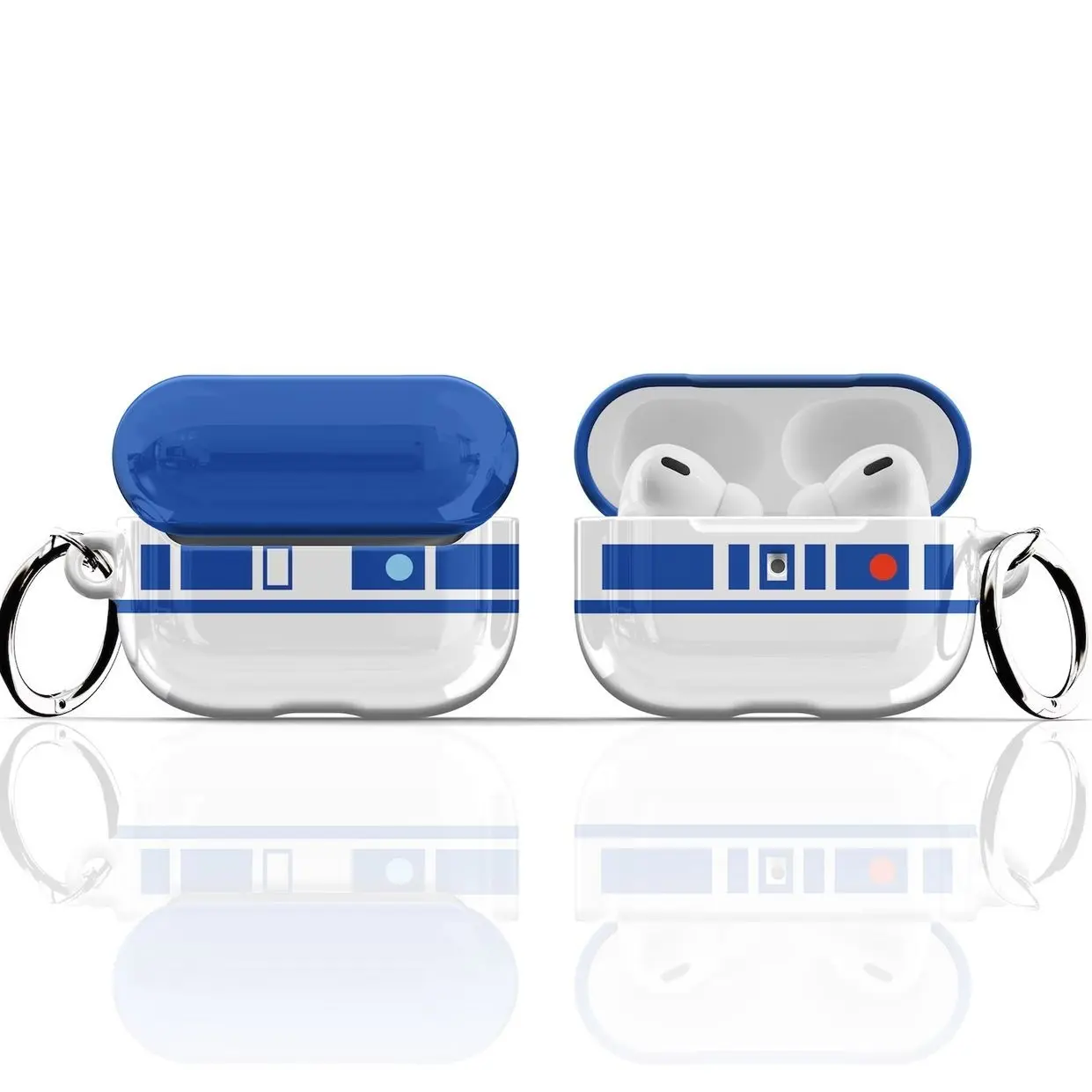 R2D2 AirPods Case - For Apple AirPods 1 2 3 4, AirPods Pro Air Pod Cover Star Ring R2-D2 White Blue Men Girls Wars