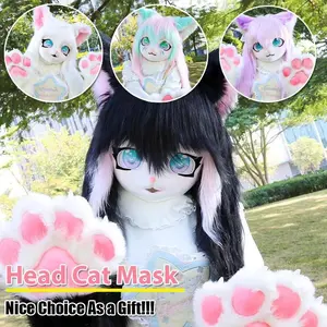 Cosplay Fursuit Headgear Animal Head Cat Mask Furry Kig Paw Comiket Furry Kigurumi Doll Beast Halloween Masquerade Costume