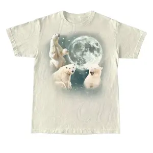 Gildan T Shirt, Three Polar Bears Vintage Graphic T-shirts, Retro Polar Bear Moon Tshirt, Bear Lovers, Funny Bear Tee, meme t shirt, funny tee, cute bear tee, cool gifts