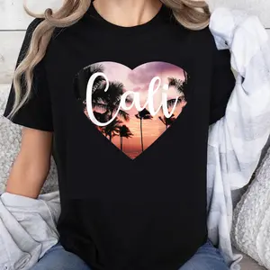 100% Cotton Unisex Premium California Cali Heart T-Shirts T-Shirt