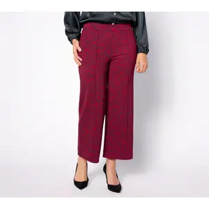 QVC Women's Petite Printed Pebble Knit Culotte Pants